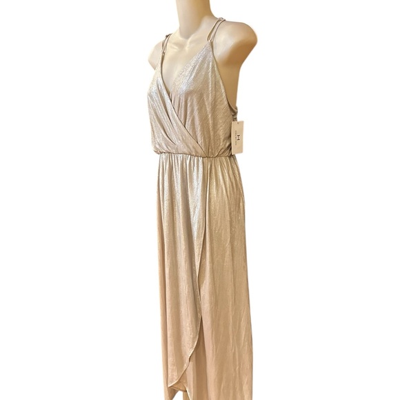 H by‎ Halston Shimmering Beige Midi Dress NWT - Picture 6 of 13